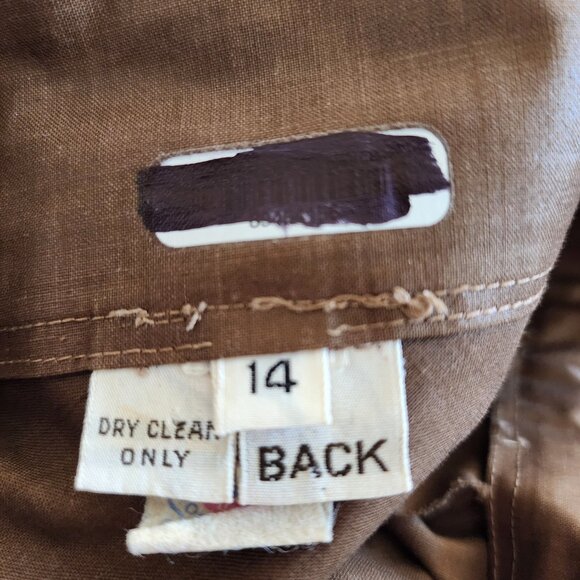 1980s Sateen Vintage Full Midi Skirt in Brown Made in USA Union Label - Picture 5 of 7